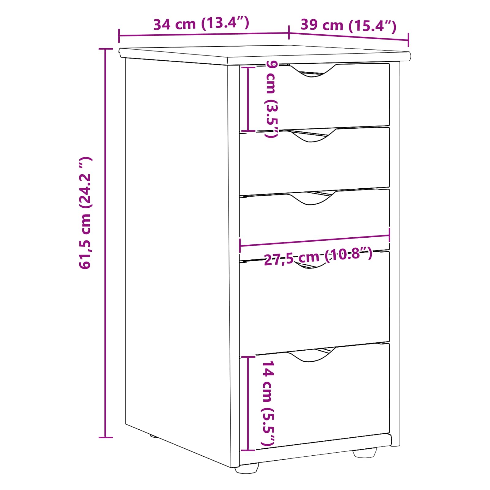 Armoire Blanc 34 x 39 x 61,5 cm Bois de Pin Massif - XIOS