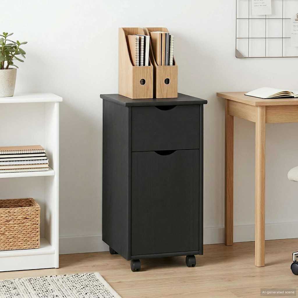 Cabinet roulant Gris 34 x 39 x 65,5 cm Bois de Pin Massif - XIOS
