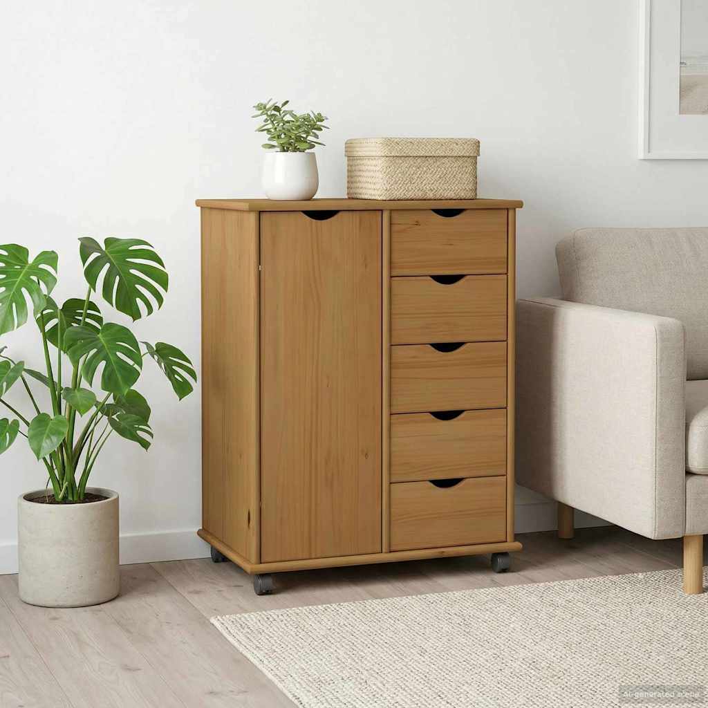 Cabinet roulant avec roue Marron miel 63,5 x 39 x 79 cm - XIOS