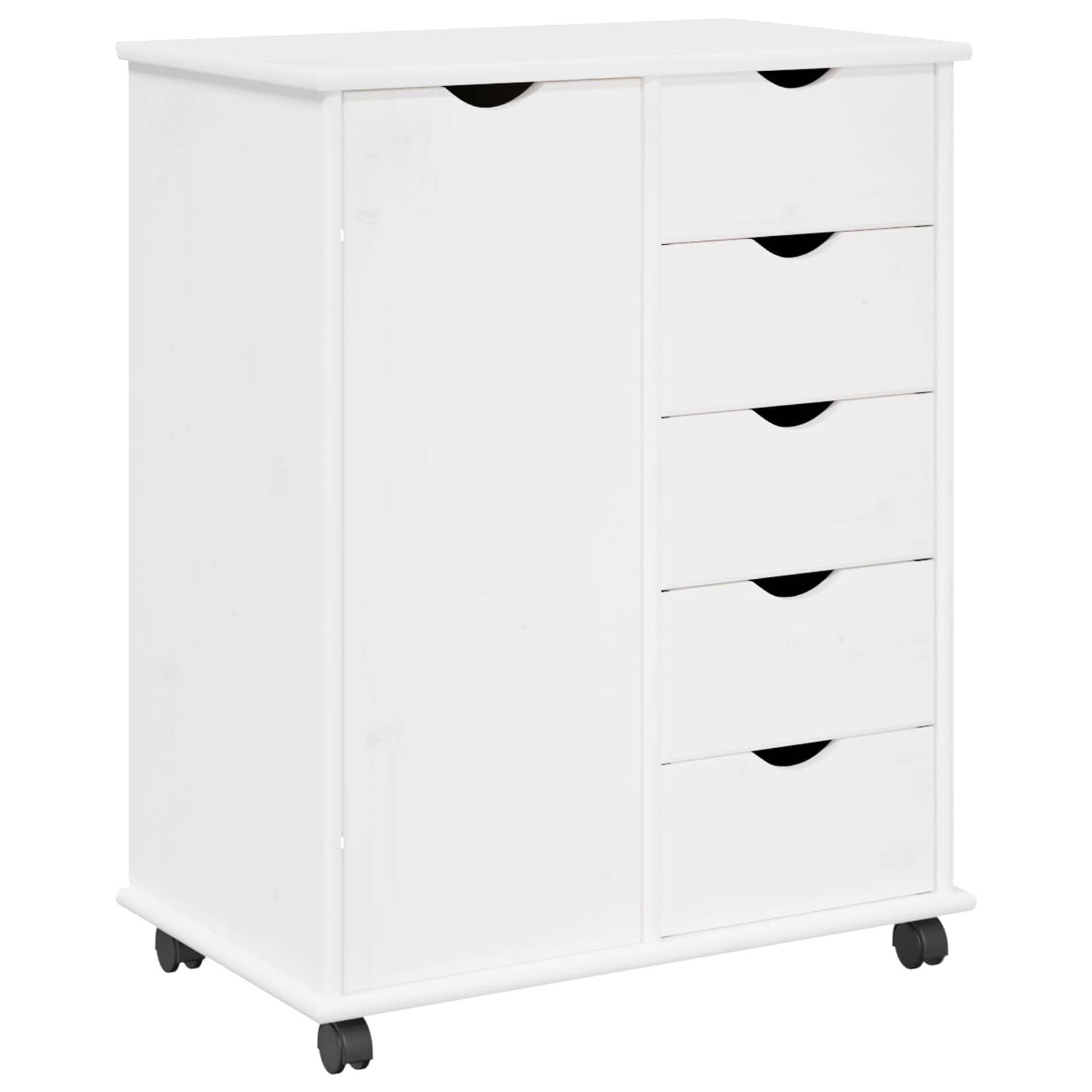 Cabinet roulant Blanc 63,5 x 39 x 79 cm Bois de Pin Massif - XIOS