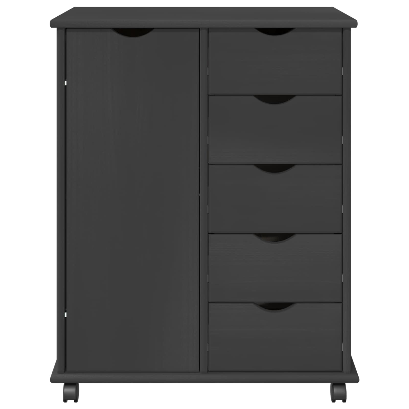 Cabinet roulant Gris 63,5 x 39 x 79 cm Bois de Pin Massif - XIOS
