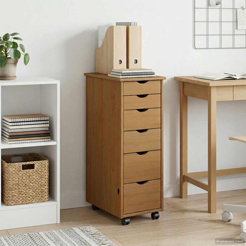 Cabinet roulant avec roue Marron miel 34 x 39 x 93,5 cm - XIOS