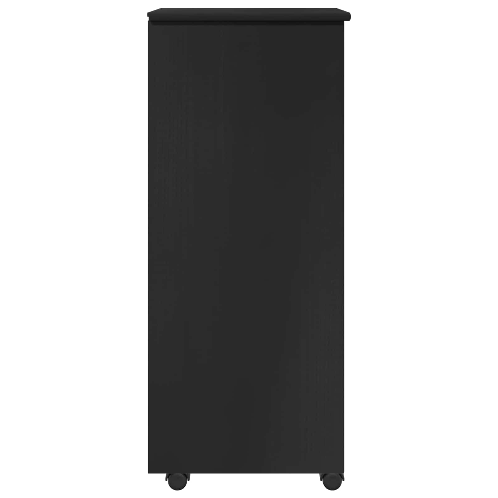 Cabinet roulant Noir 34 x 39 x 93,5 cm Bois de Pin Massif - XIOS
