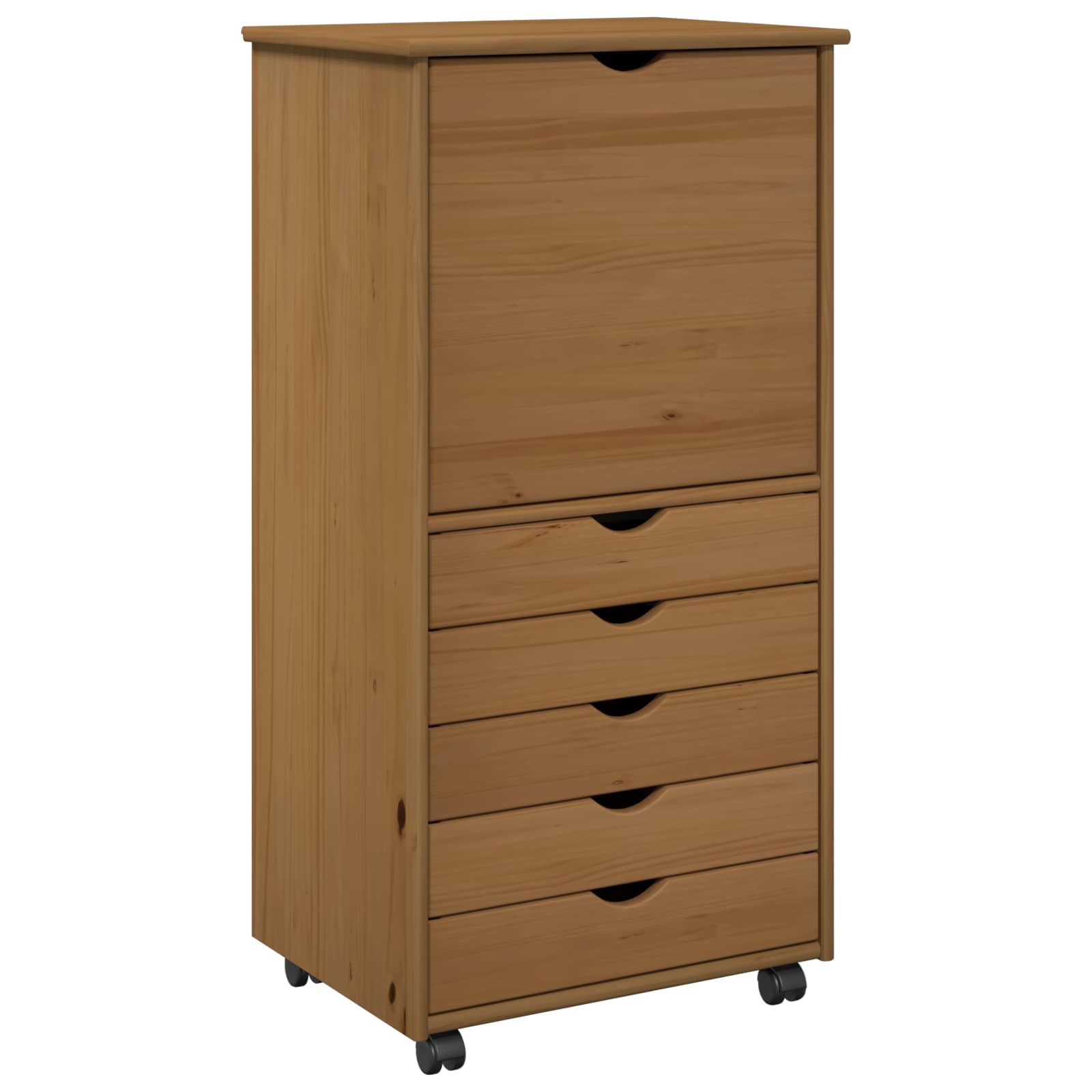 Cabinet roulant Marron miel 53 x 39 x 103 cm Bois de Pin Massif - XIOS