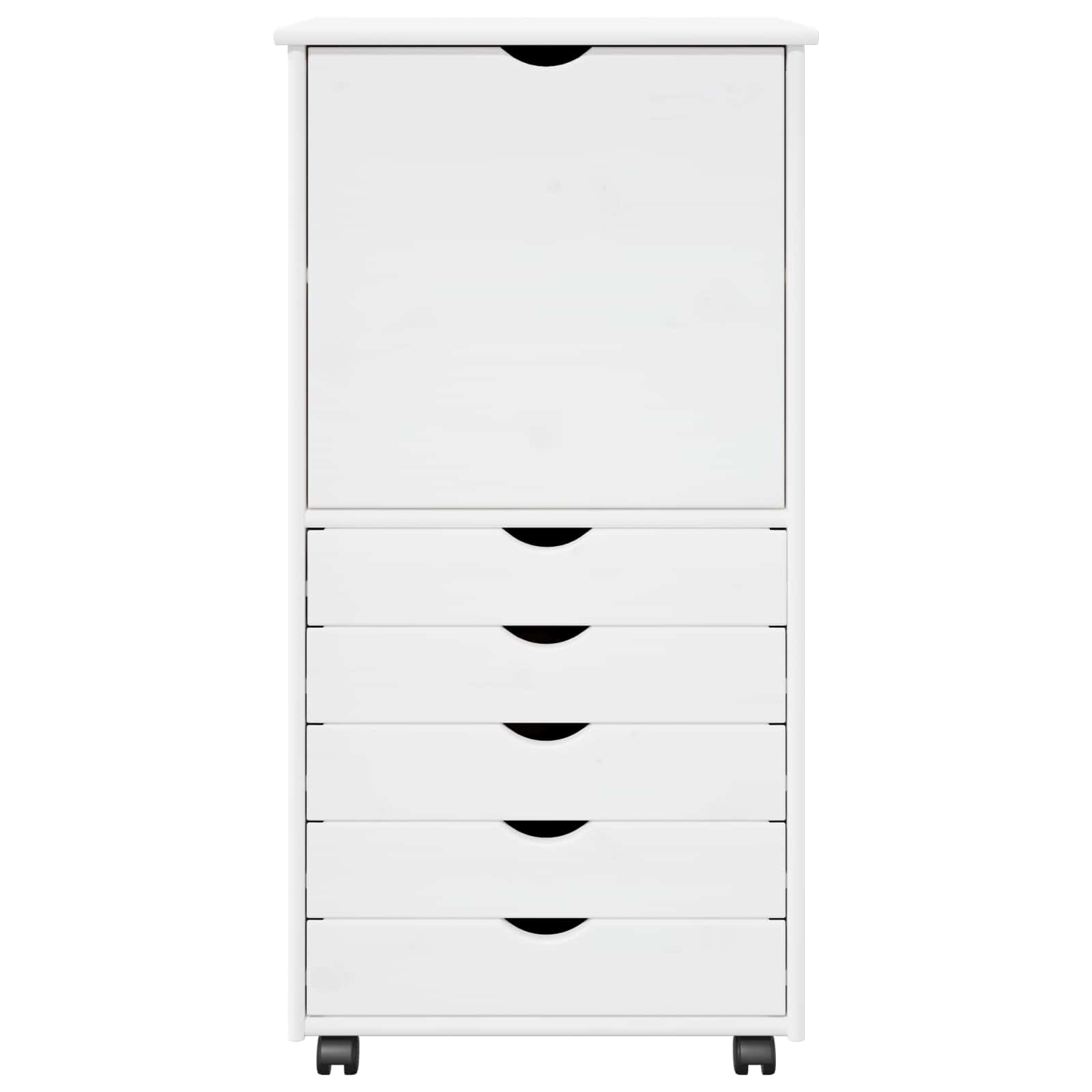 Cabinet roulant Blanc 53 x 39 x 103 cm Bois de Pin Massif - XIOS
