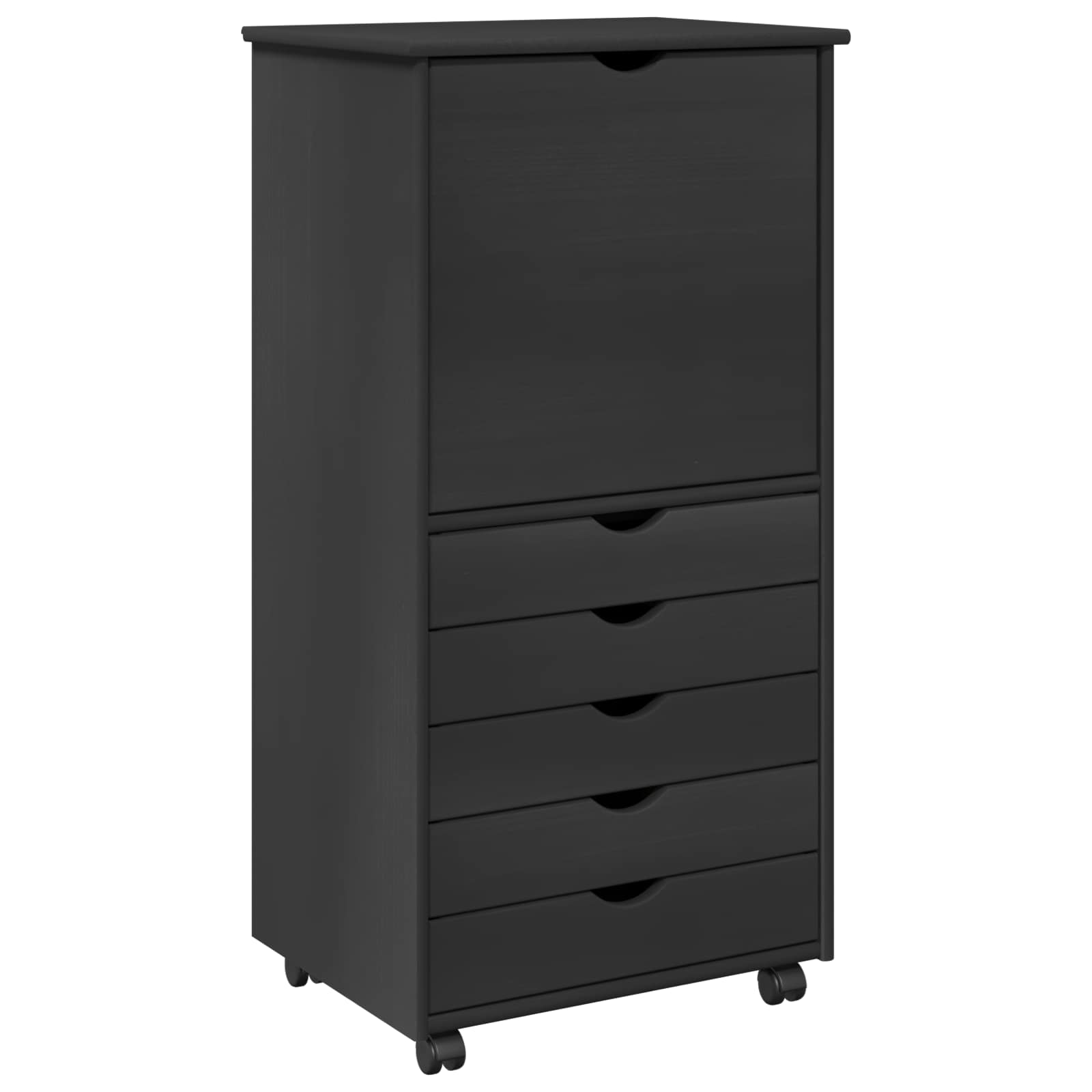 Cabinet roulant Gris 53 x 39 x 103 cm Bois de Pin Massif - XIOS