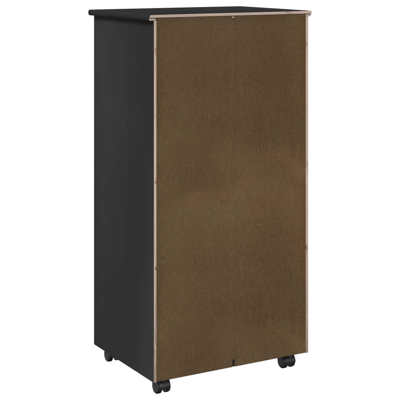 Cabinet roulant Noir 53 x 39 x 103 cm Bois de Pin Massif - XIOS