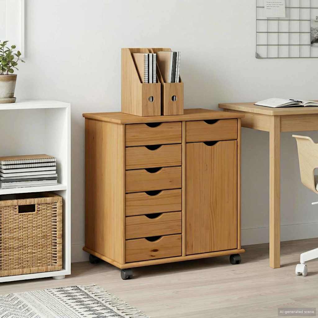 Cabinet roulant avec roue Marron miel 63,5 x 39 x 65,5 cm - XIOS