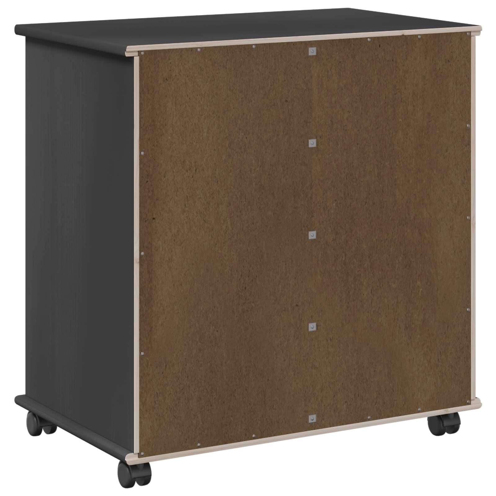 Cabinet roulant Noir 63,5 x 39 x 65,5 cm Bois de Pin Massif - XIOS
