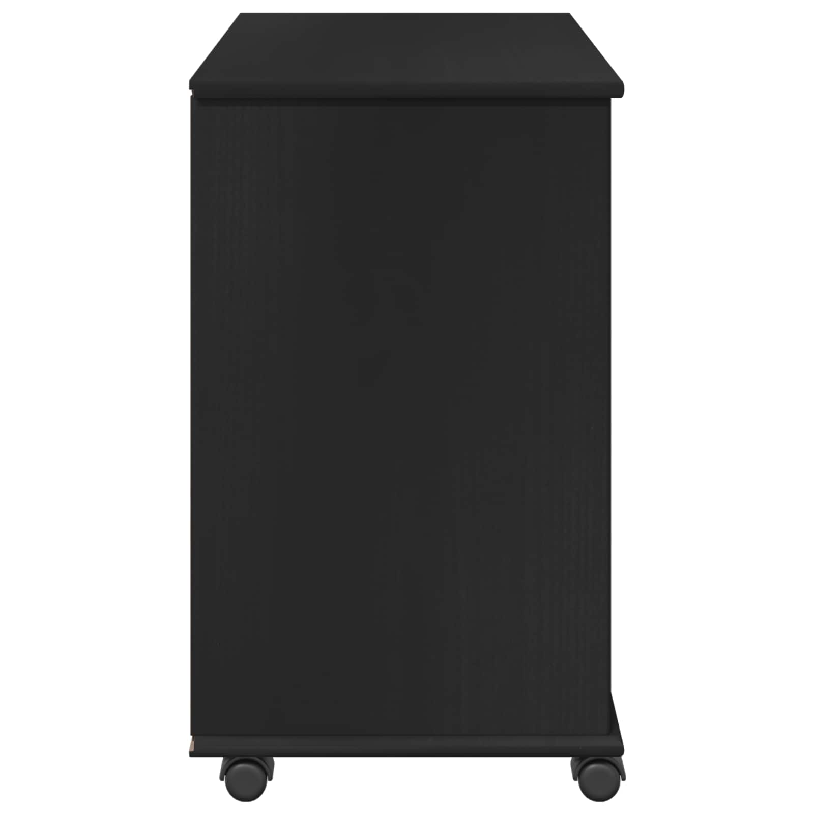 Cabinet roulant Noir 63,5 x 39 x 65,5 cm Bois de Pin Massif - XIOS