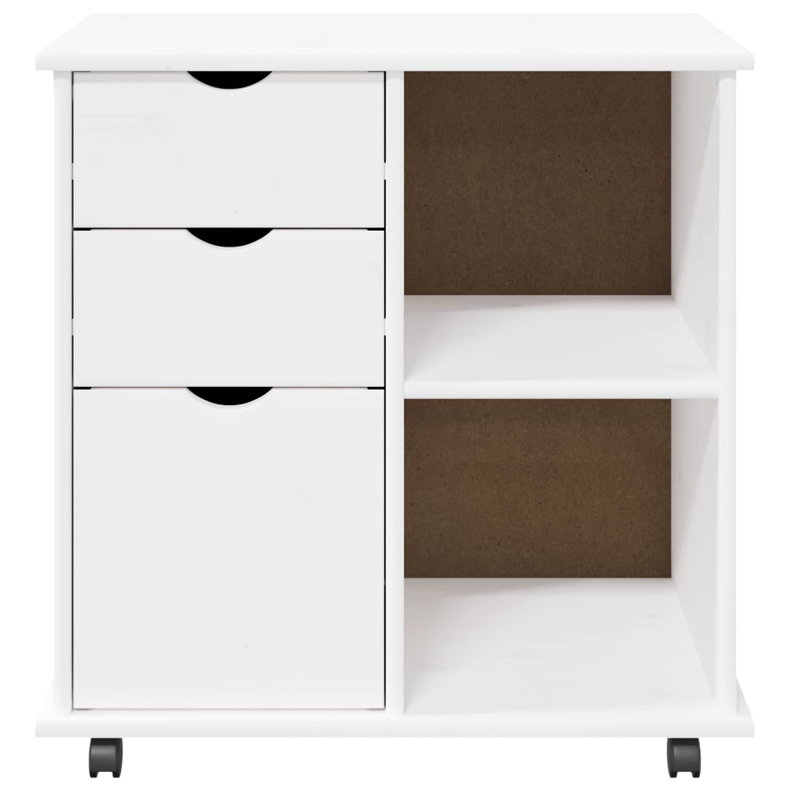 Cabinet roulant Blanc 63,5 x 39 x 65,5 cm Bois de Pin Massif - XIOS