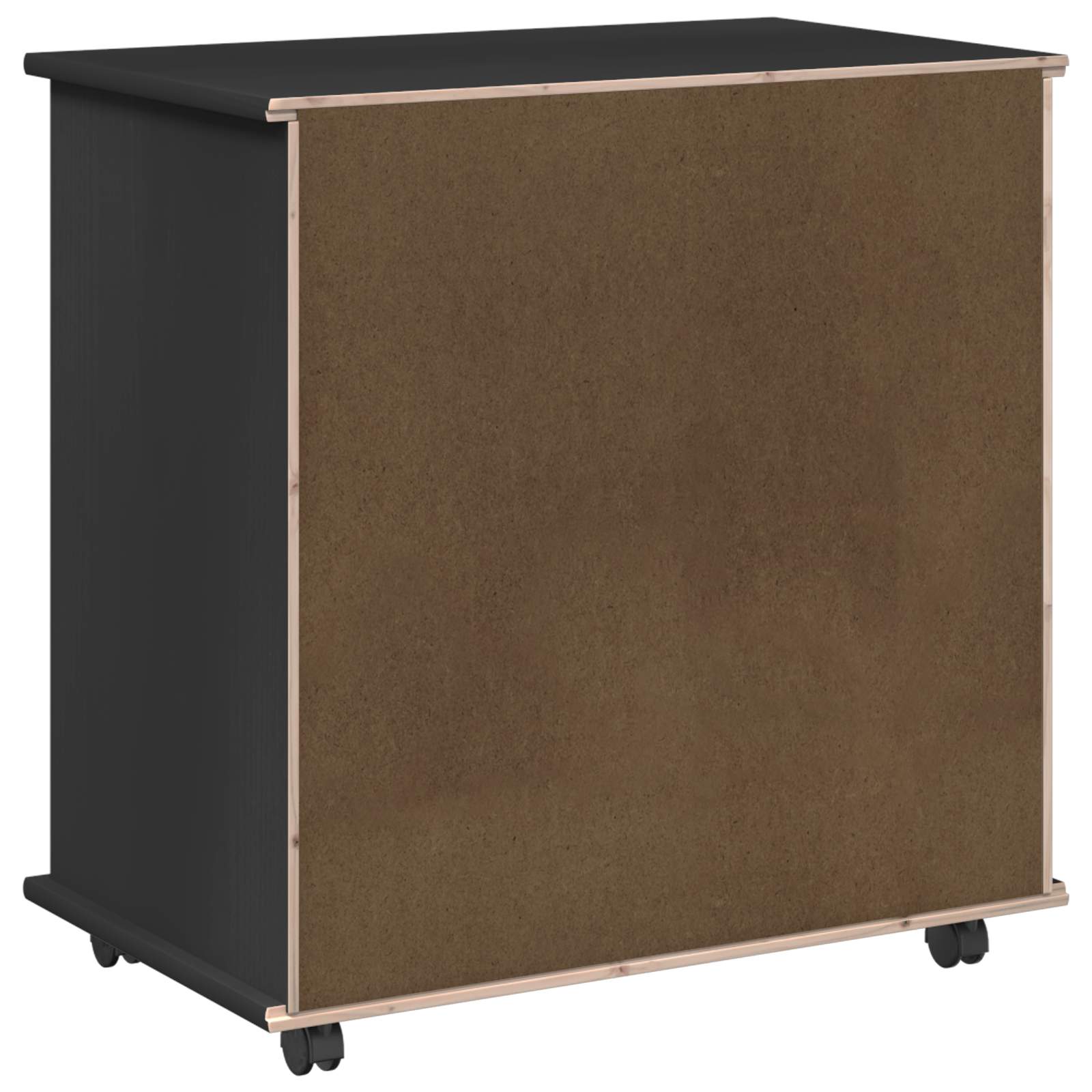 Cabinet roulant Noir 63,5 x 39 x 65,5 cm Bois de Pin Massif - XIOS