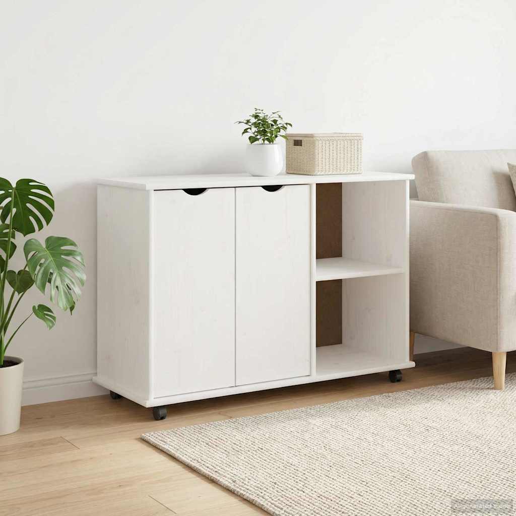 Cabinet roulant Blanc 100 x 39 x 65,5 cm Bois de Pin Massif - XIOS