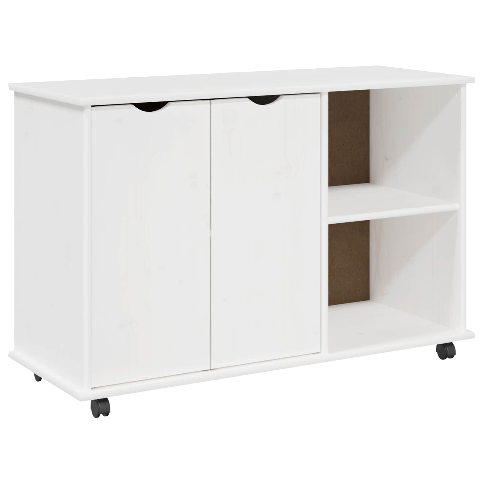 Cabinet roulant Blanc 100 x 39 x 65,5 cm Bois de Pin Massif - XIOS