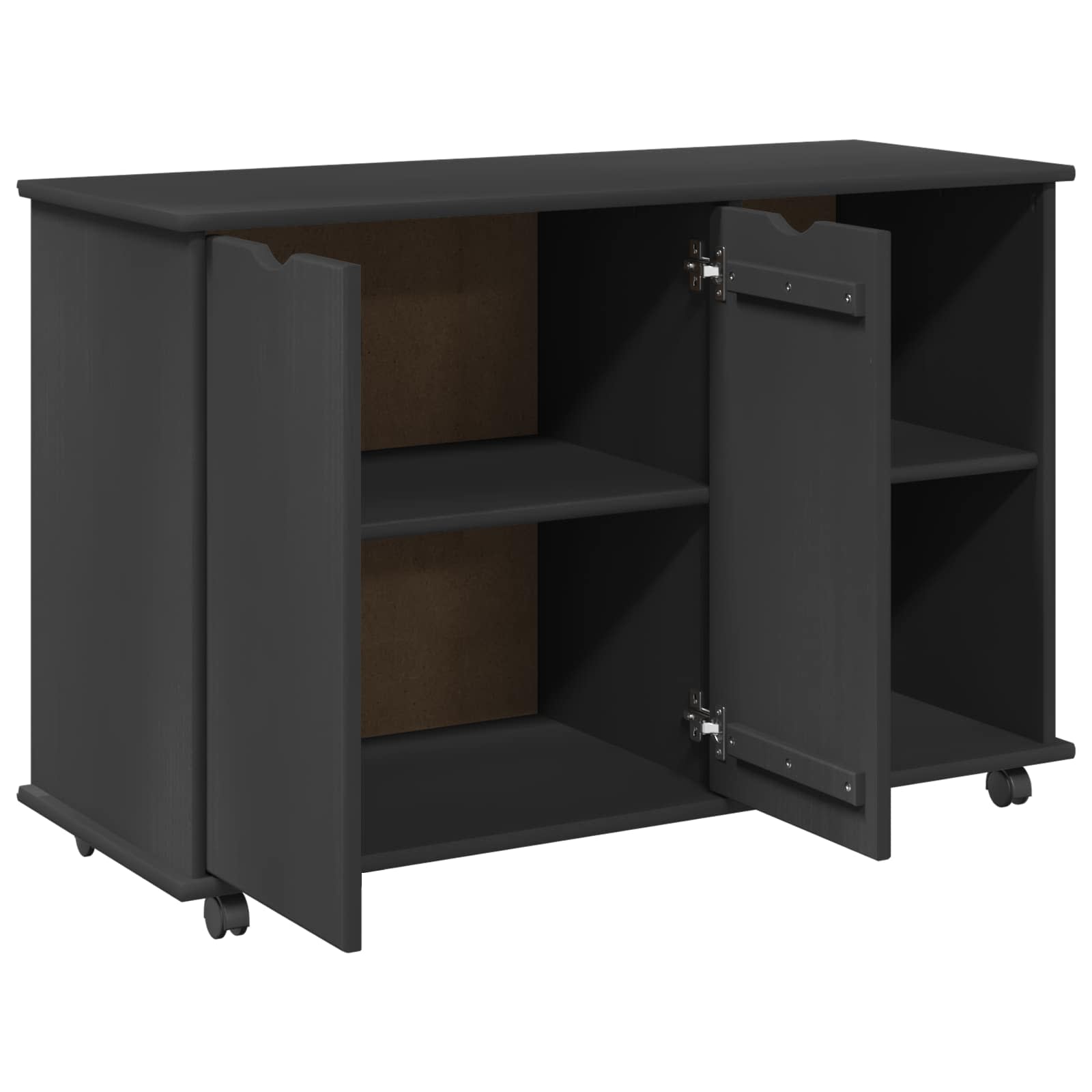 Cabinet roulant Gris 100 x 39 x 65,5 cm Bois de Pin Massif - XIOS