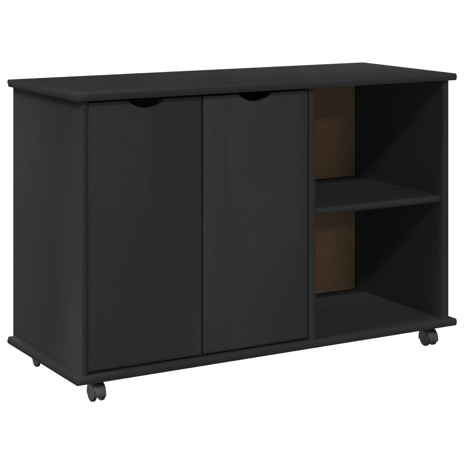 Cabinet roulant Noir 100 x 39 x 65,5 cm Bois de Pin Massif - XIOS