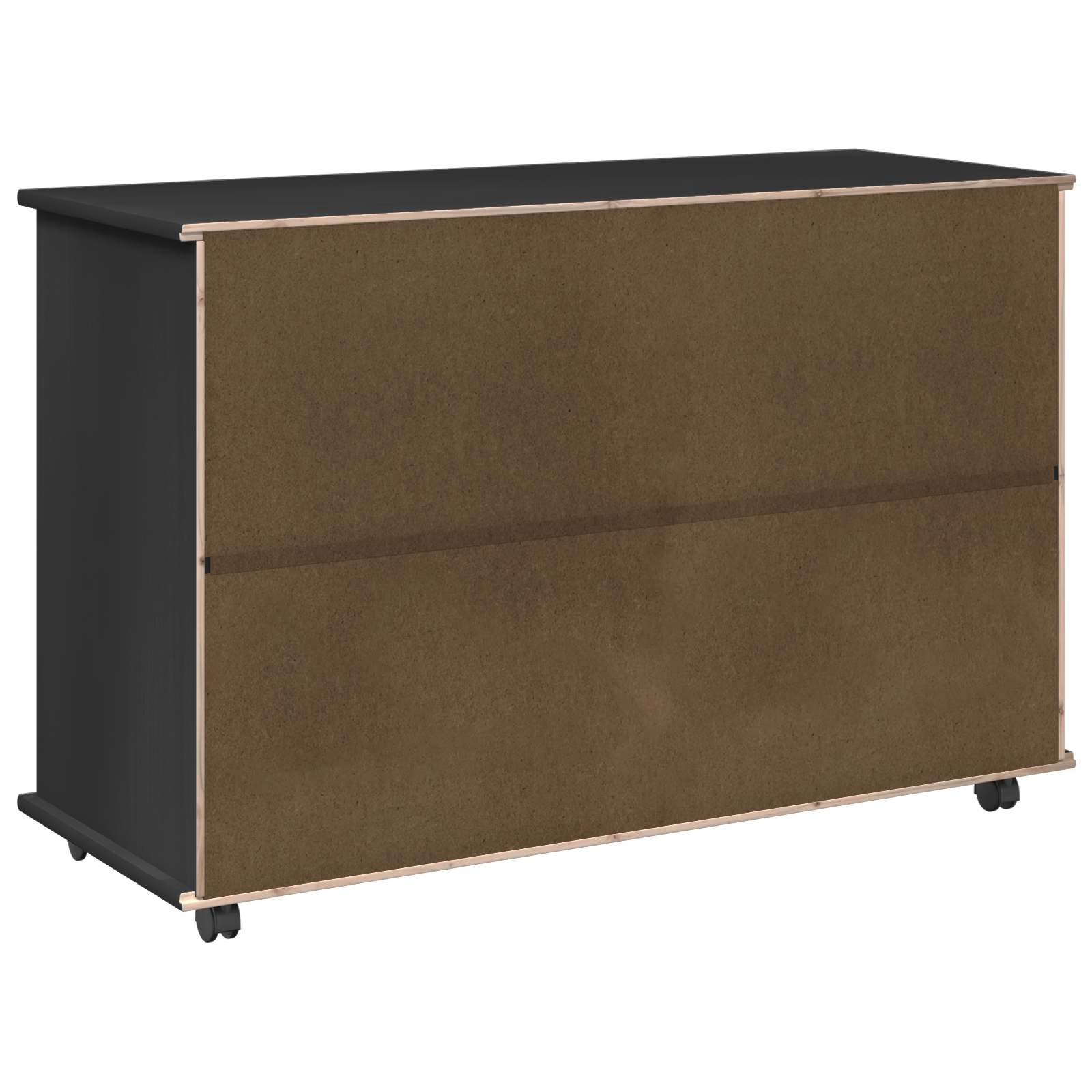 Cabinet roulant Noir 100 x 39 x 65,5 cm Bois de Pin Massif - XIOS