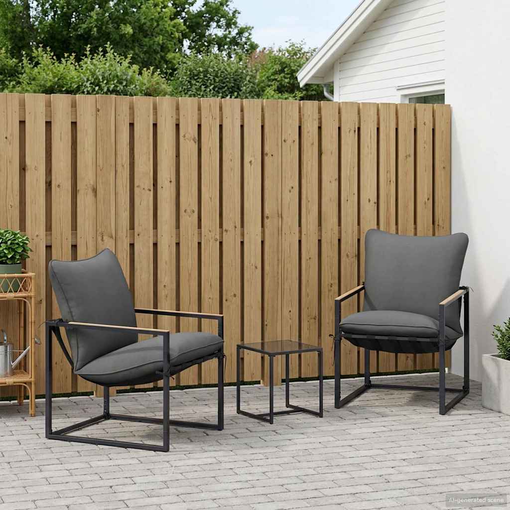 Ensemble de canapé de jardin 3 pcs Noir et anthracite Acier - XIOS
