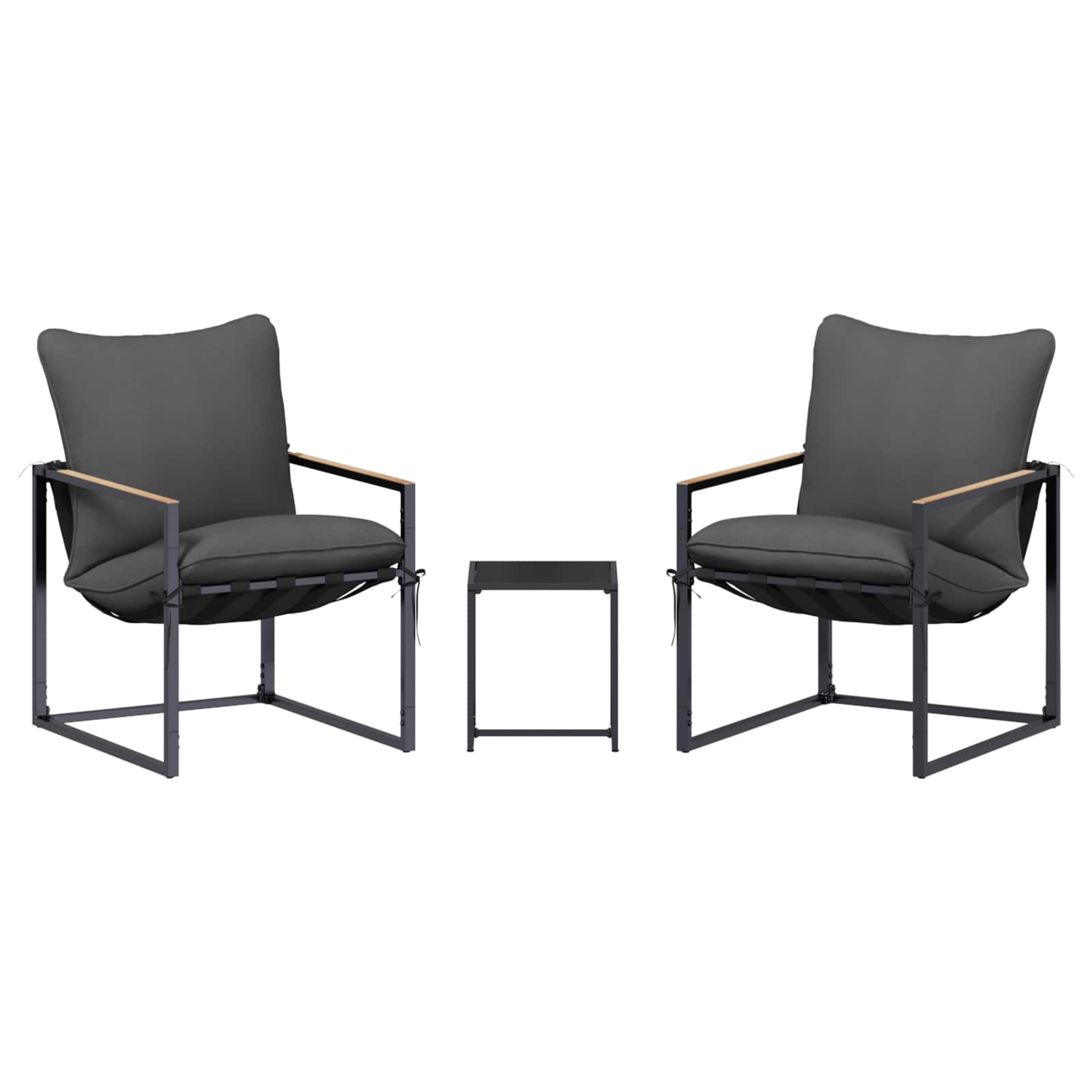 Ensemble de canapé de jardin 3 pcs Noir et anthracite Acier - XIOS