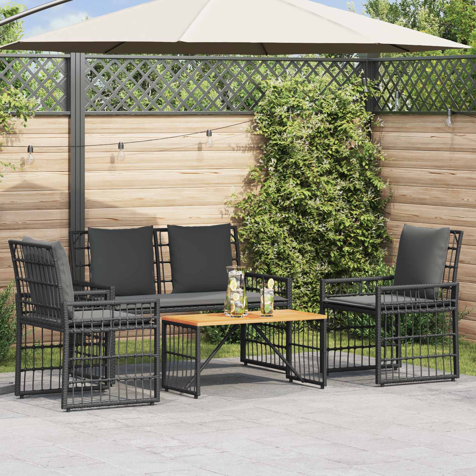 Ensemble de meubles d'extérieur 4 pcs Noir et Gris foncé - XIOS