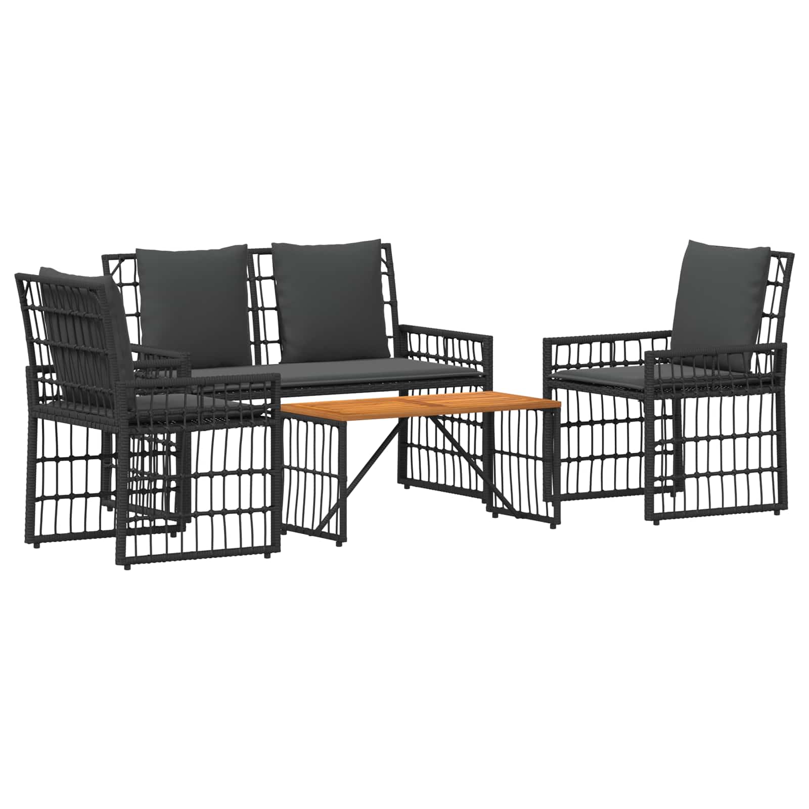 Ensemble de meubles d'extérieur 4 pcs Noir et Gris foncé - XIOS