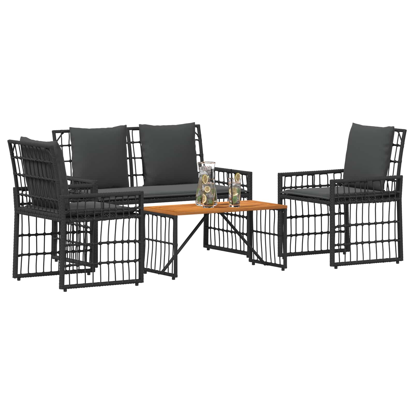 Ensemble de meubles d'extérieur 4 pcs Noir et Gris foncé - XIOS