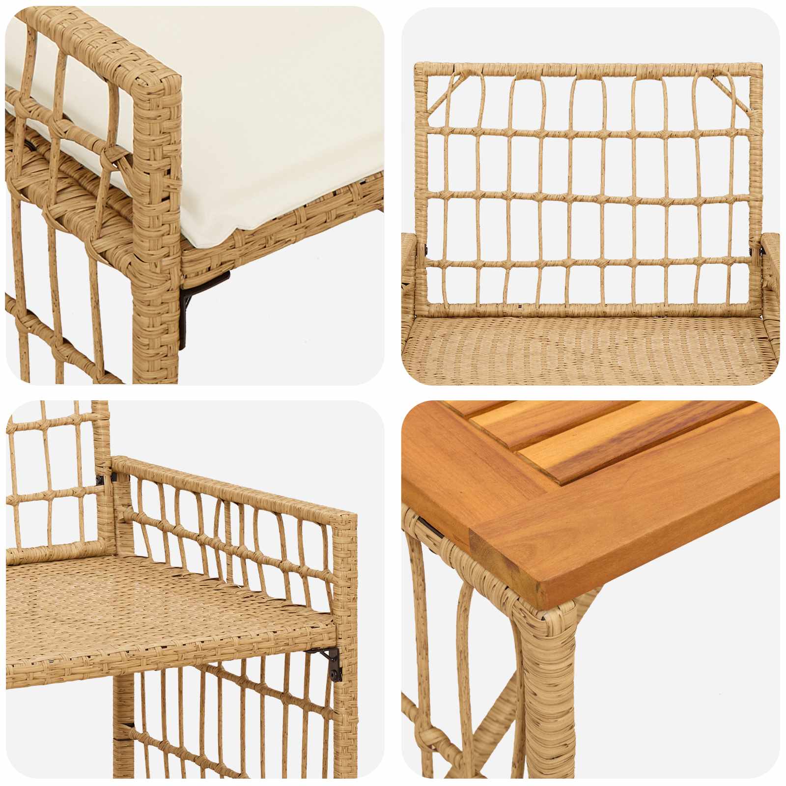 Ensemble de meubles d'extérieur 4 pcs Blanc Naturel et Crème - XIOS