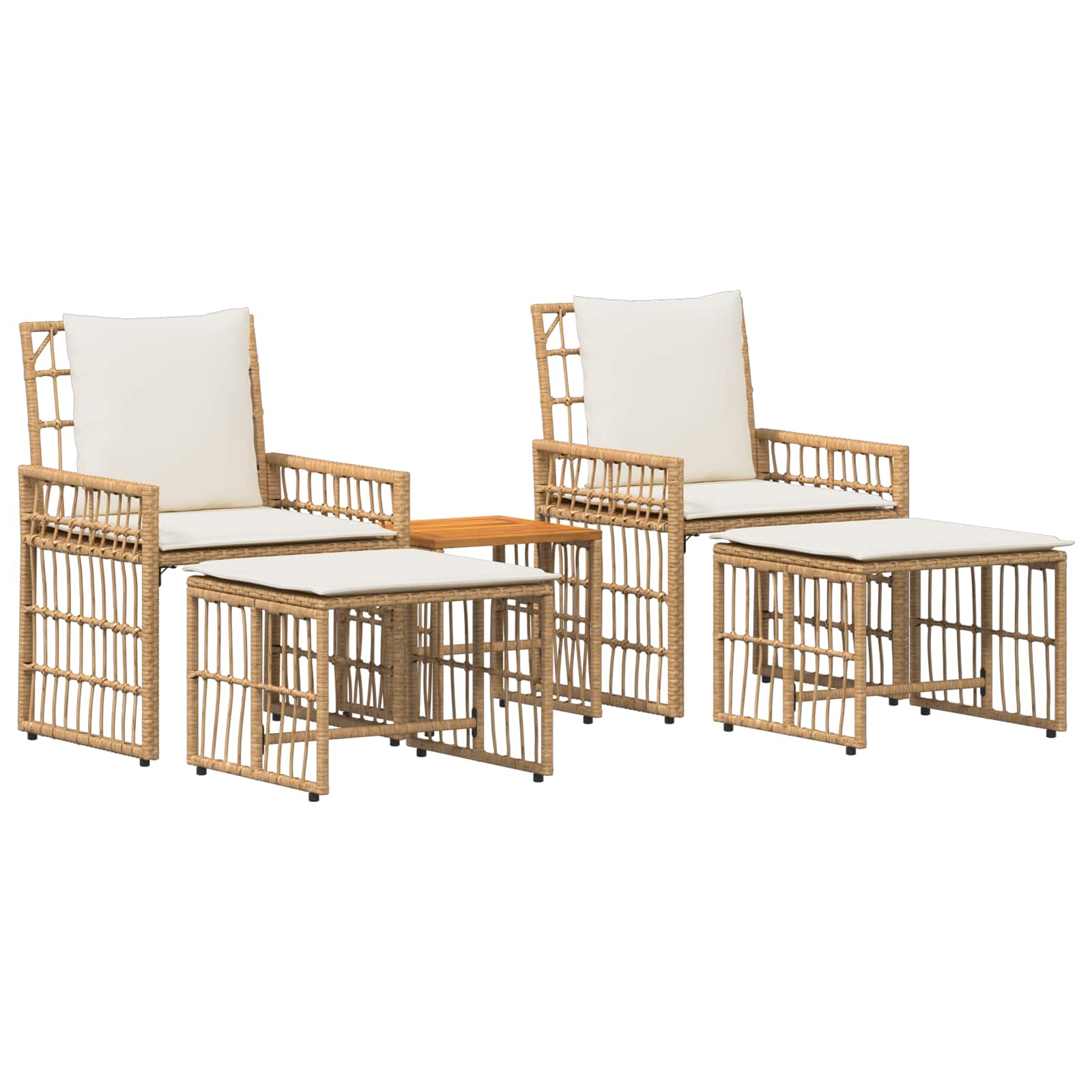 Ensemble de meubles d'extérieur 5 pcs Blanc Naturel et Crème - XIOS