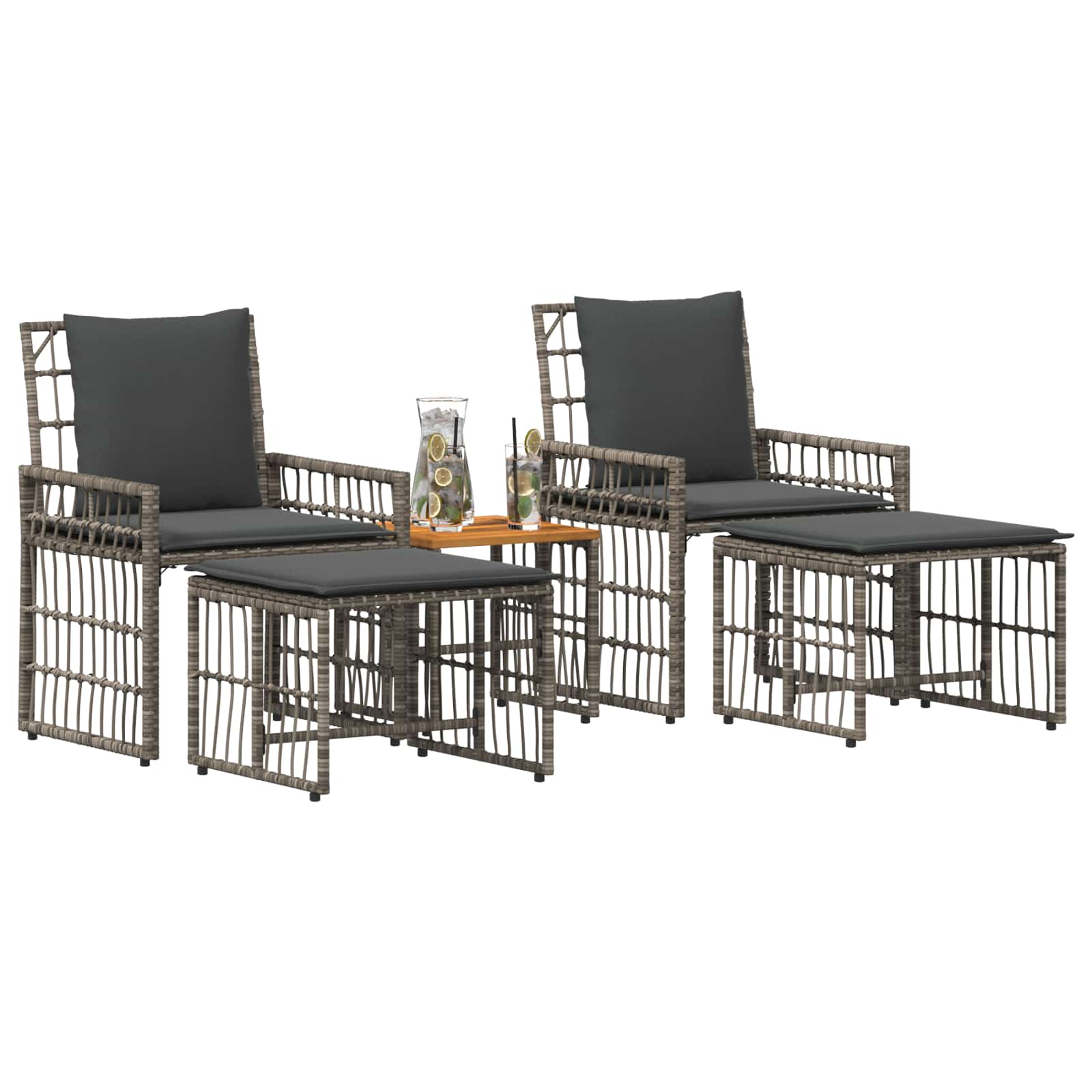 Ensemble de meubles d'extérieur 5 pcs Noir et Gris foncé - XIOS