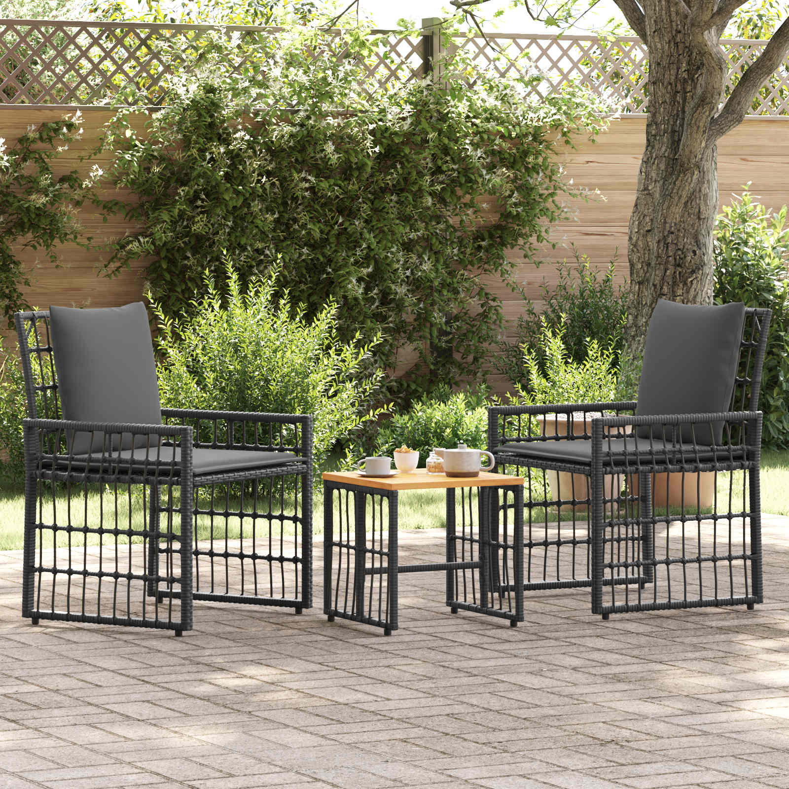 Ensemble de meubles d'extérieur 3 pcs Noir et Gris foncé - XIOS