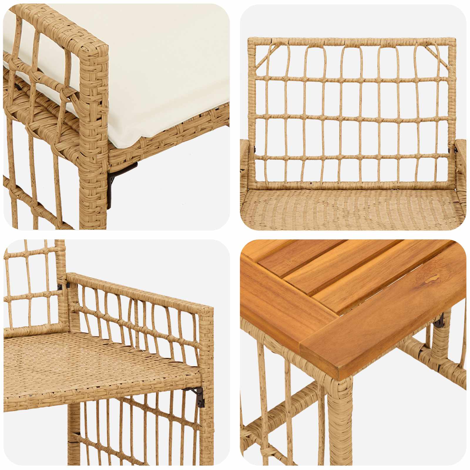 Ensemble de meubles d'extérieur 3 pcs Blanc Naturel et Crème - XIOS