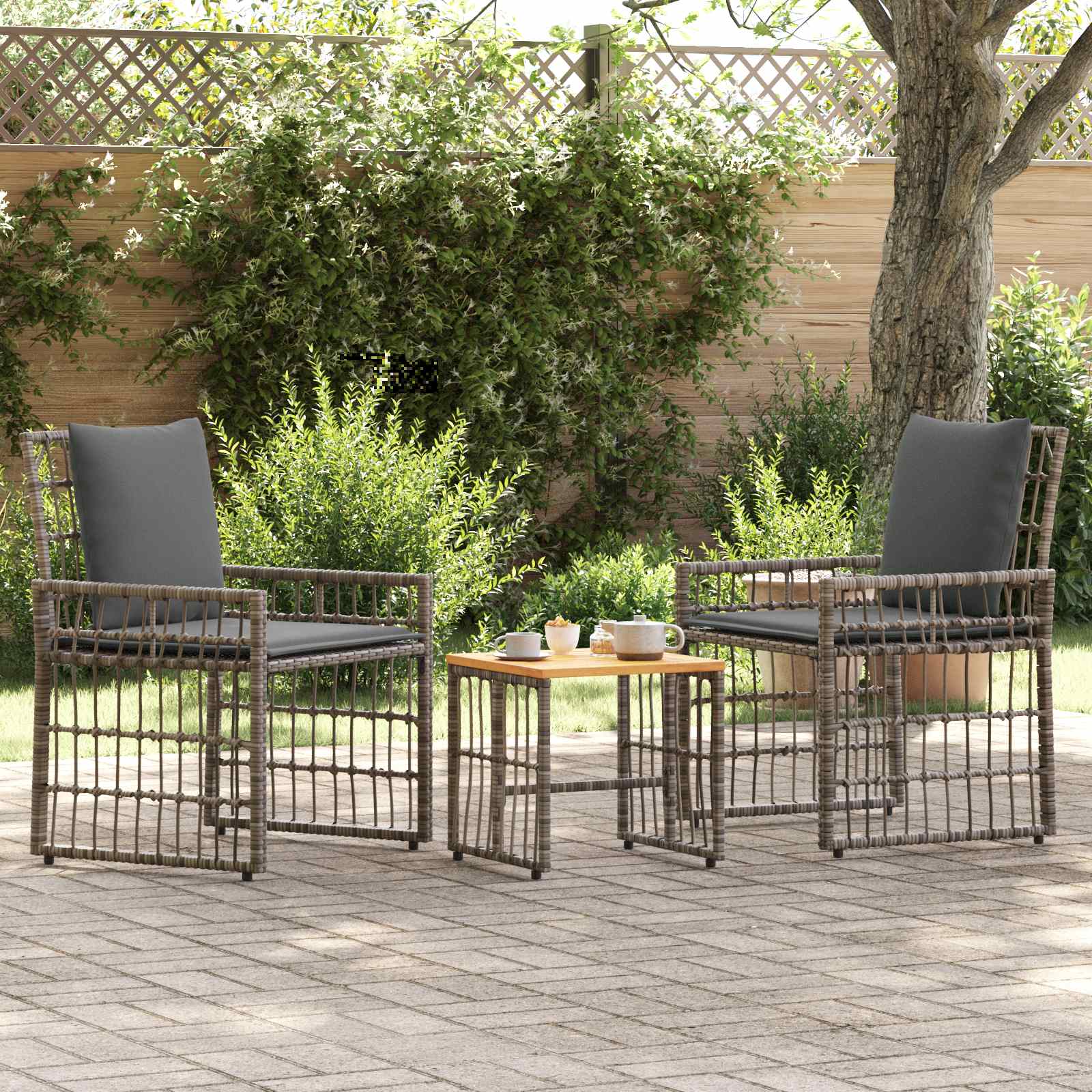 Ensemble de meubles d'extérieur 3 pcs Noir et Gris foncé - XIOS