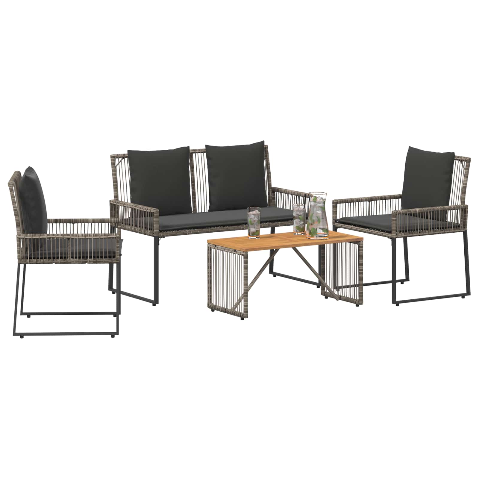 Ensemble de meubles d'extérieur 9 pcs Gris et Gris foncé - XIOS