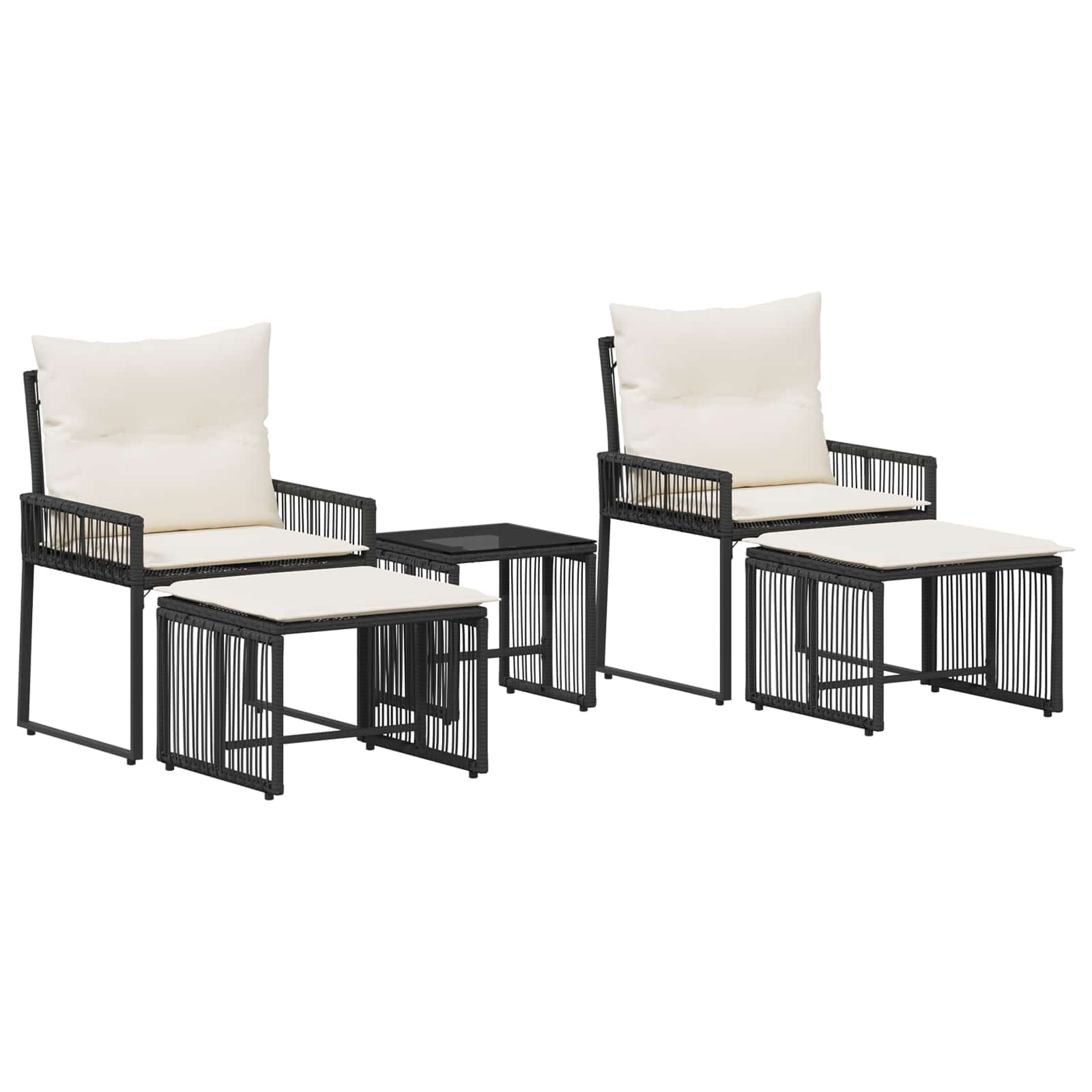 Ensemble de meubles d'extérieur 11 pcs Noir et blanc crème - XIOS