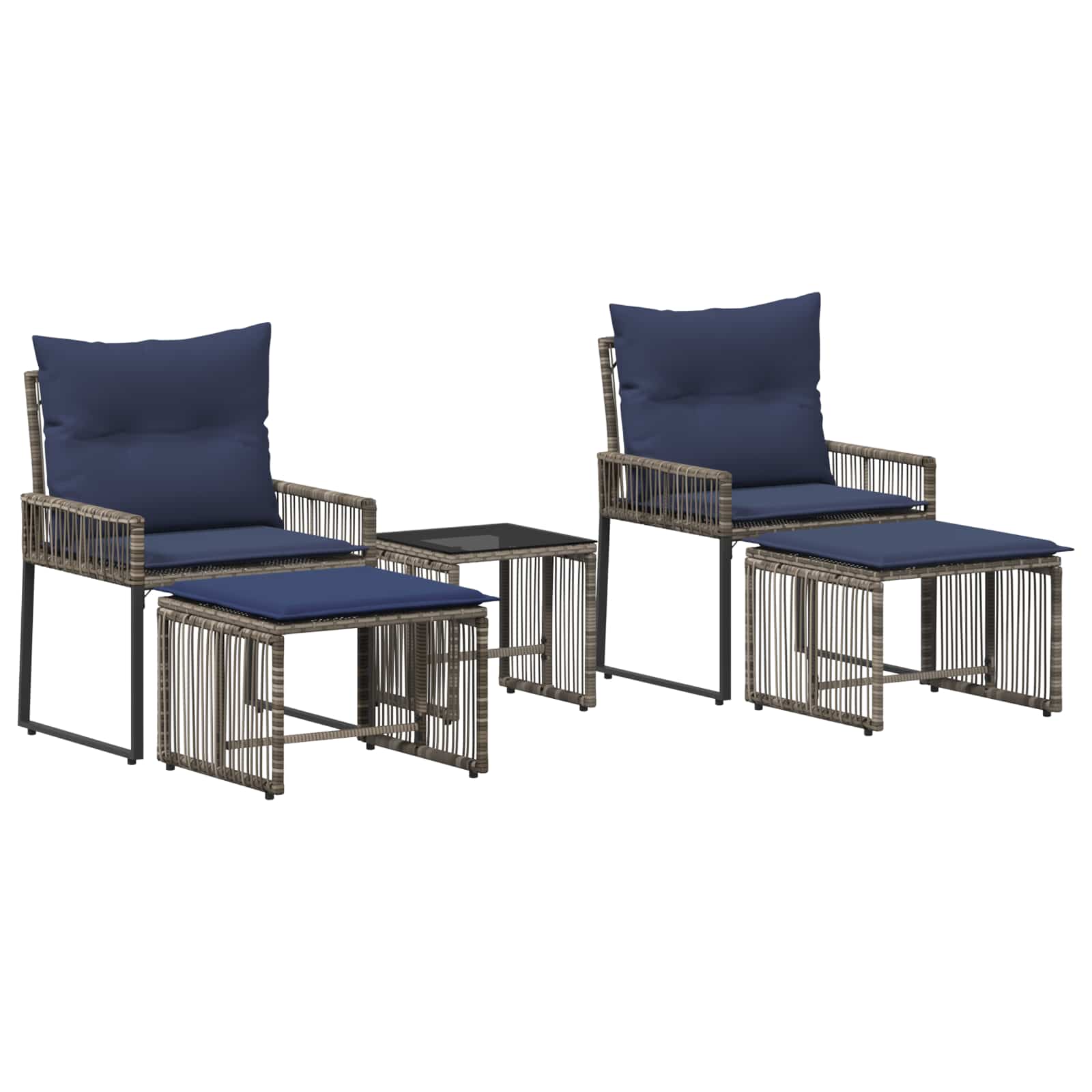 Ensemble de meubles d'extérieur 11 pcs Gris et bleu marine - XIOS