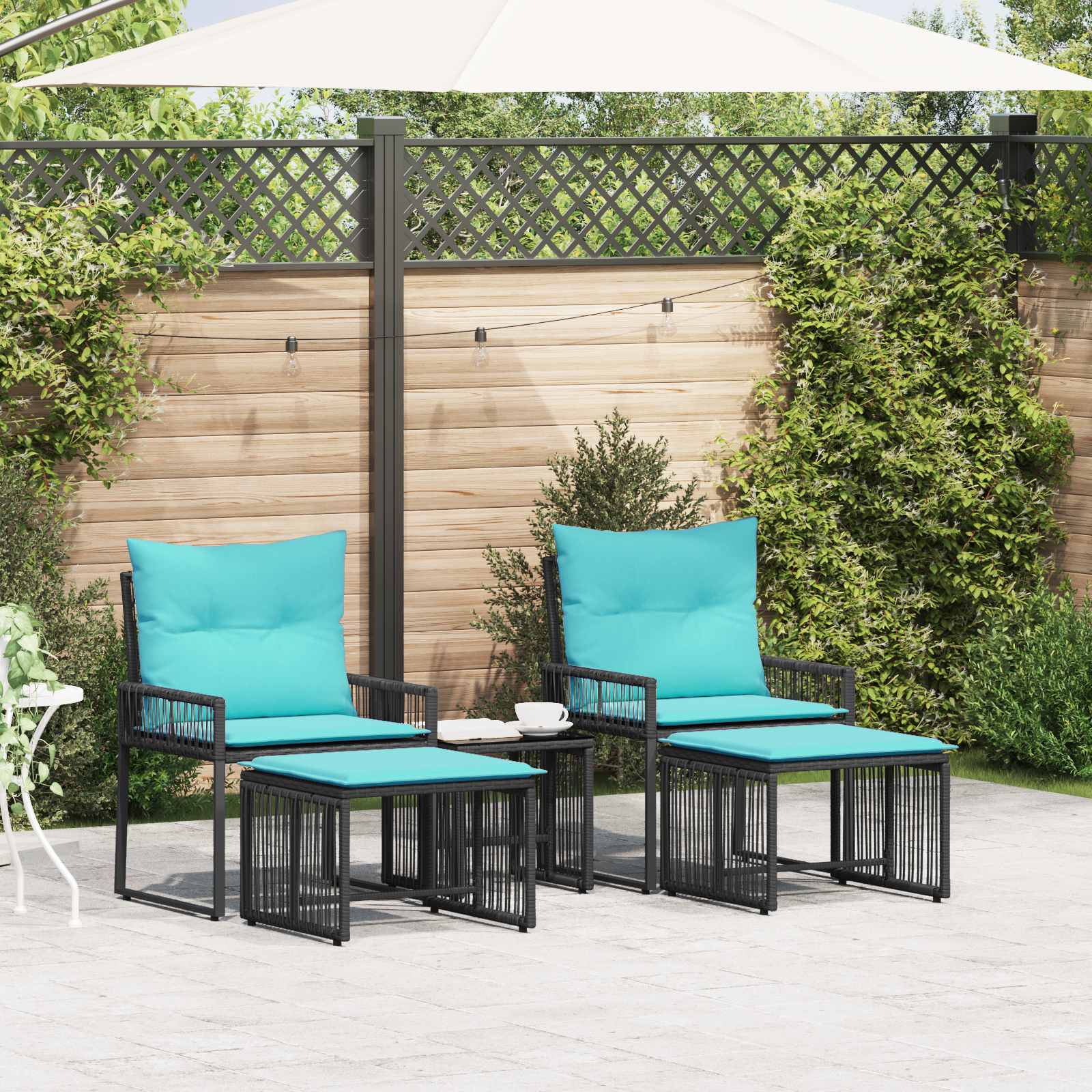 Ensemble de meubles d'extérieur 11 pcs Noir et turquoise - XIOS