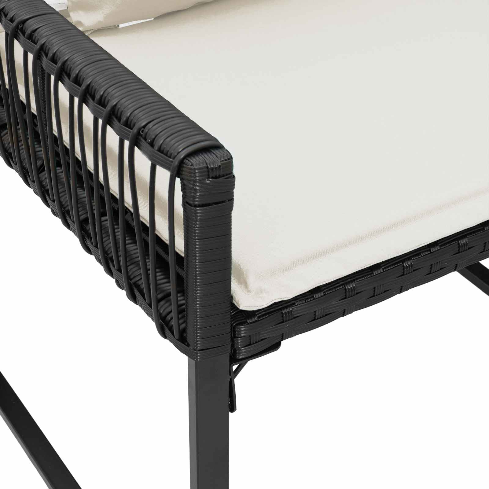 Ensemble de meubles d'extérieur 7 pcs Noir et blanc crème - XIOS