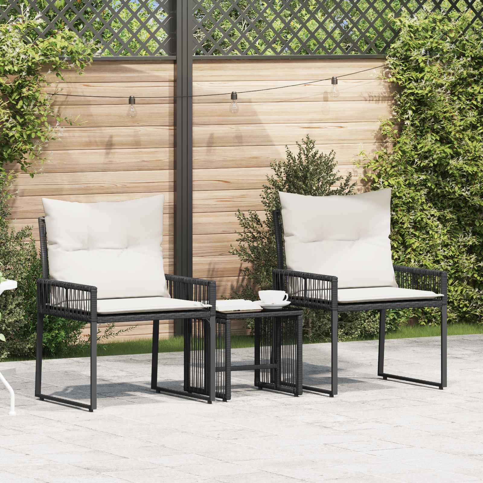 Ensemble de meubles d'extérieur 7 pcs Noir et blanc crème - XIOS