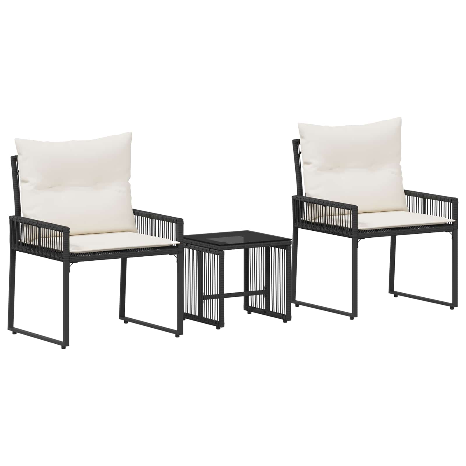 Ensemble de meubles d'extérieur 7 pcs Noir et blanc crème - XIOS