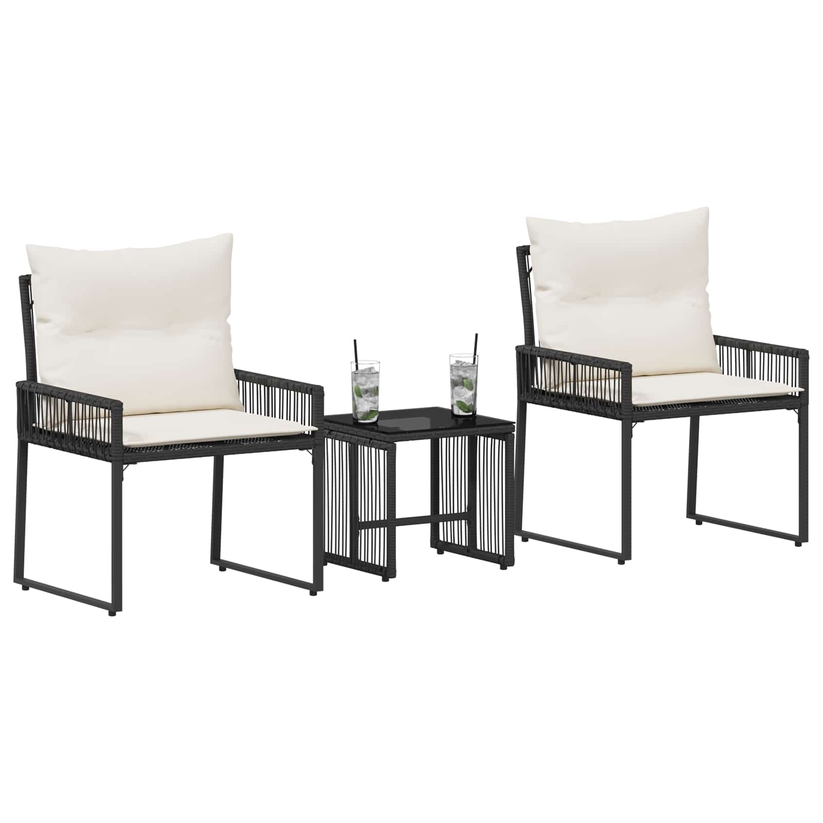 Ensemble de meubles d'extérieur 7 pcs Noir et blanc crème - XIOS