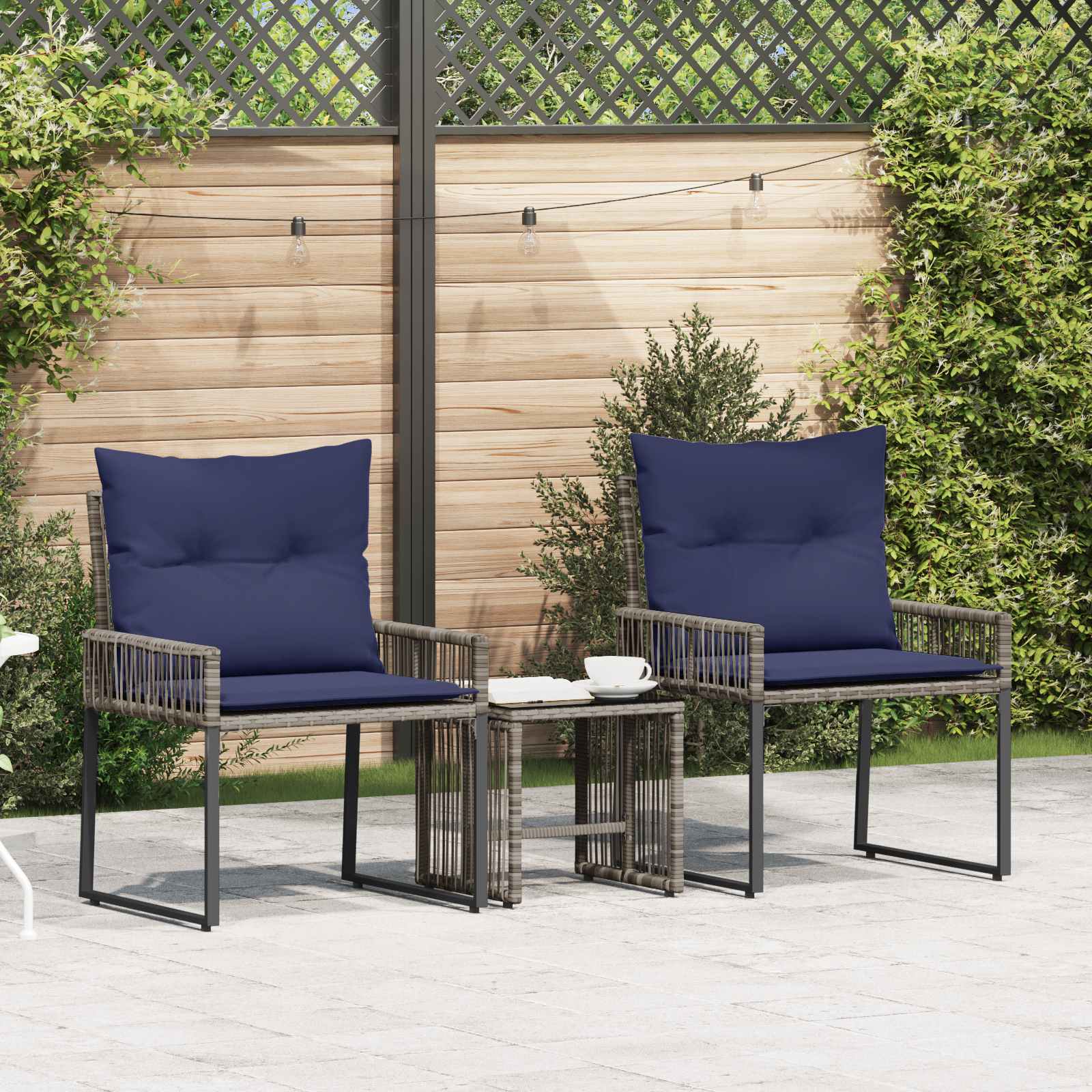 Ensemble de meubles d'extérieur 7 pcs Gris et bleu marine - XIOS