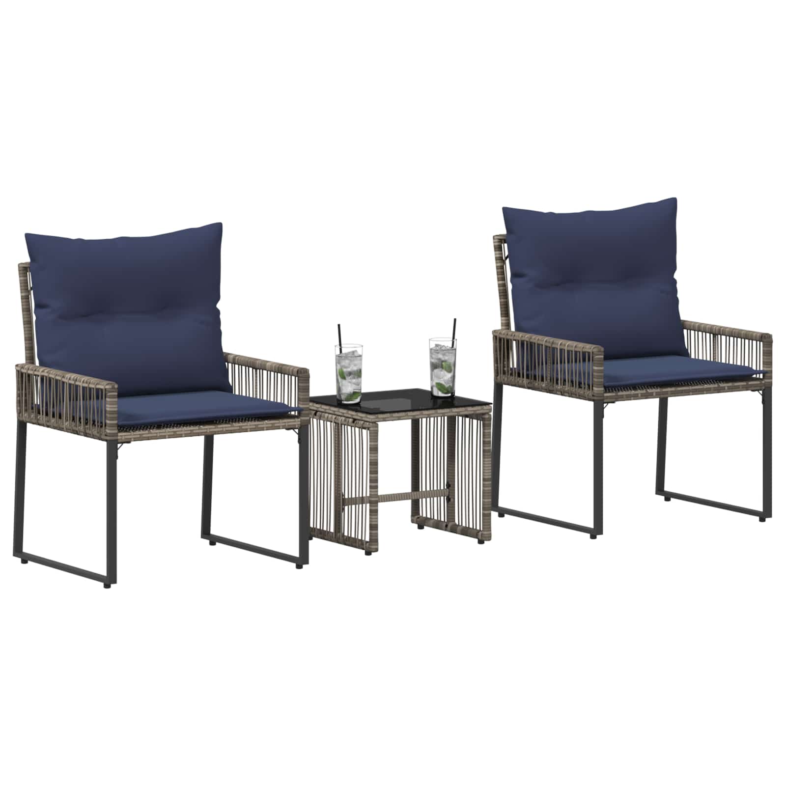 Ensemble de meubles d'extérieur 7 pcs Gris et bleu marine - XIOS