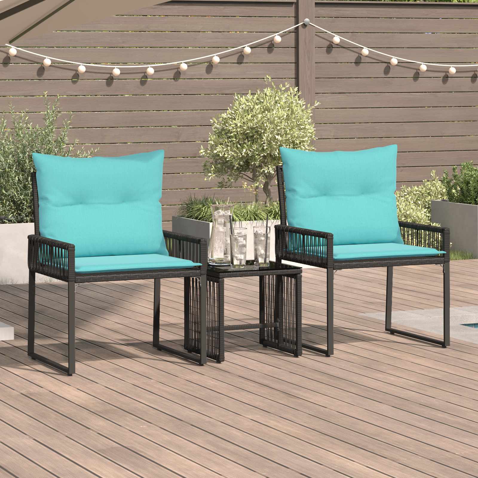 Ensemble de meubles d'extérieur 7 pcs Noir et turquoise - XIOS