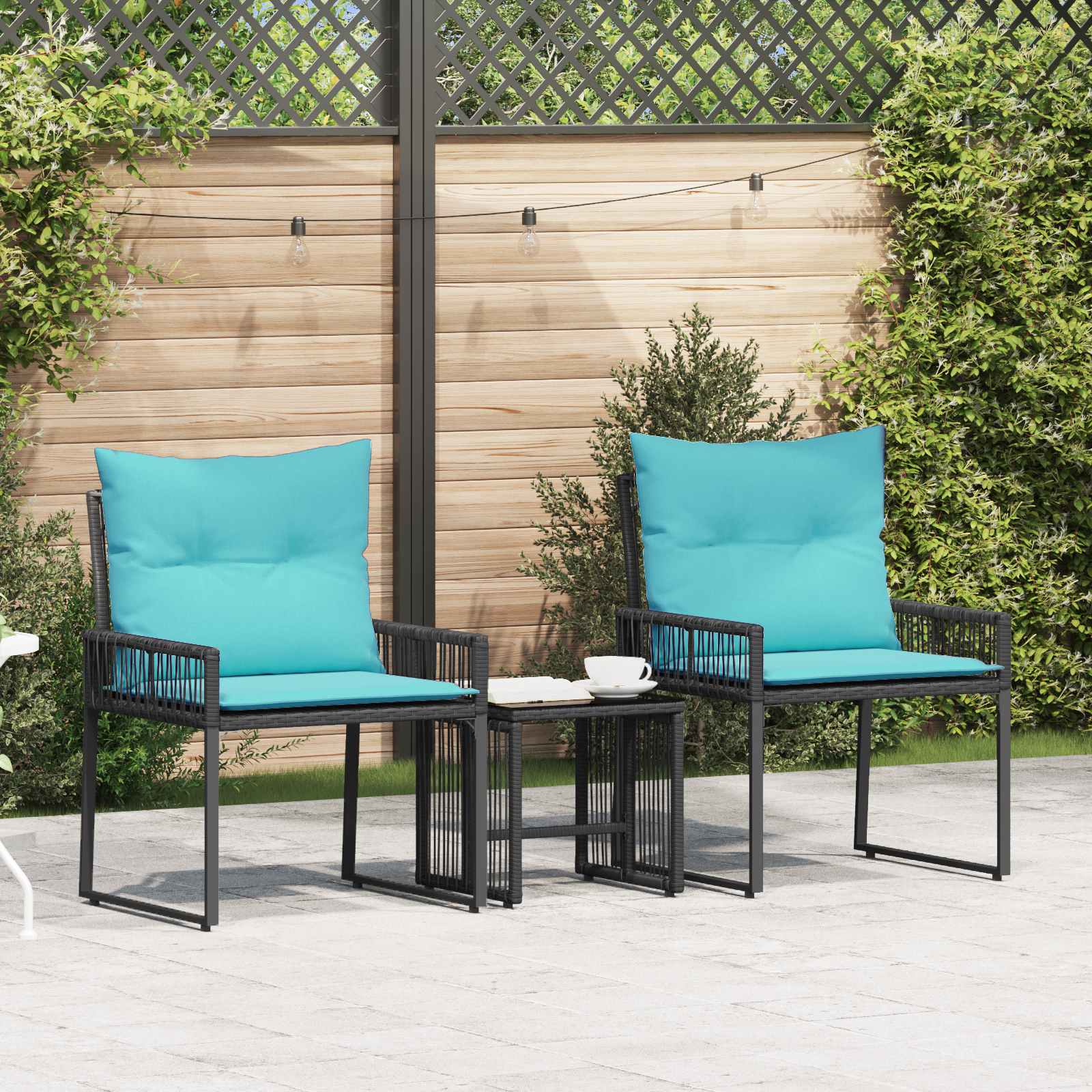Ensemble de meubles d'extérieur 7 pcs Noir et turquoise - XIOS