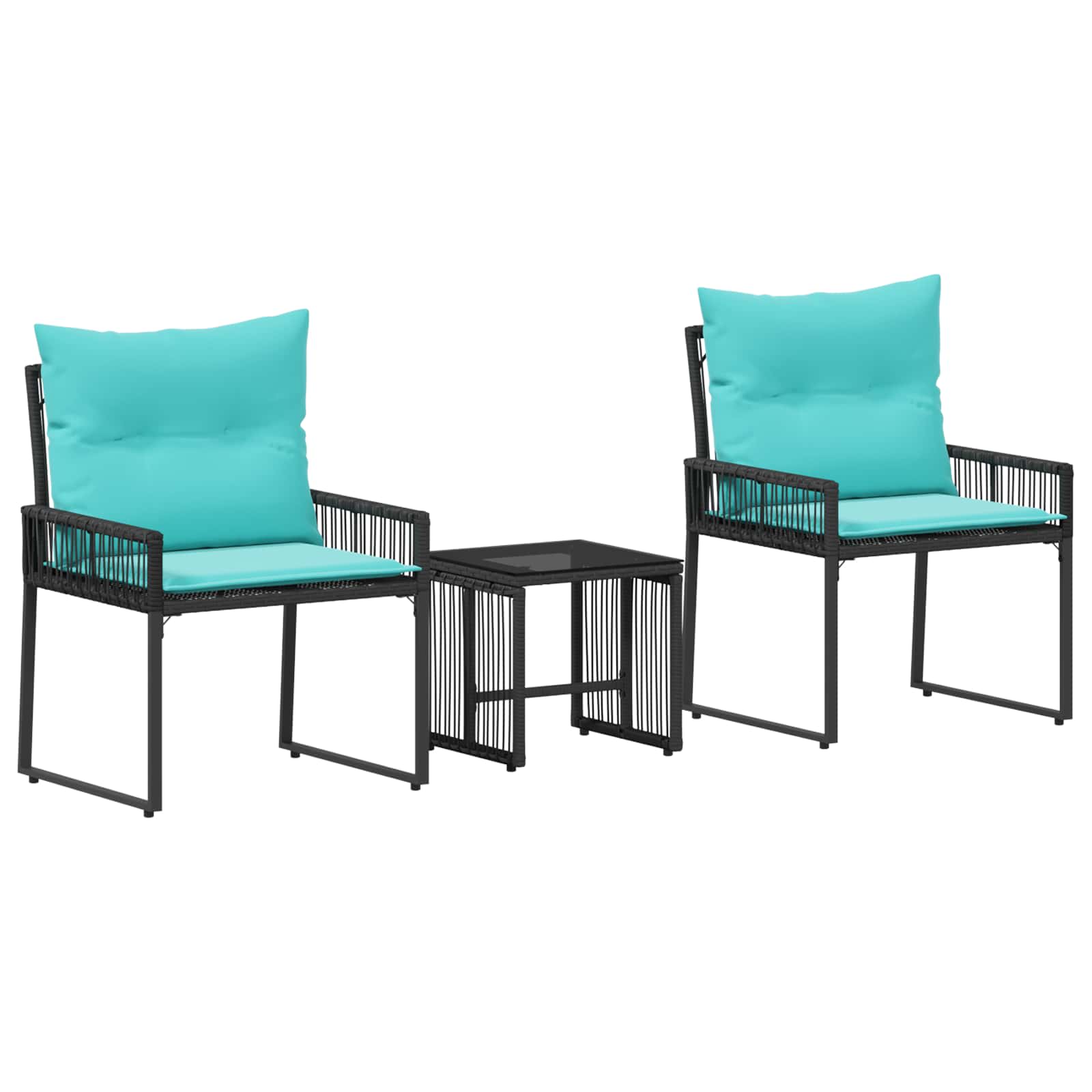 Ensemble de meubles d'extérieur 7 pcs Noir et turquoise - XIOS
