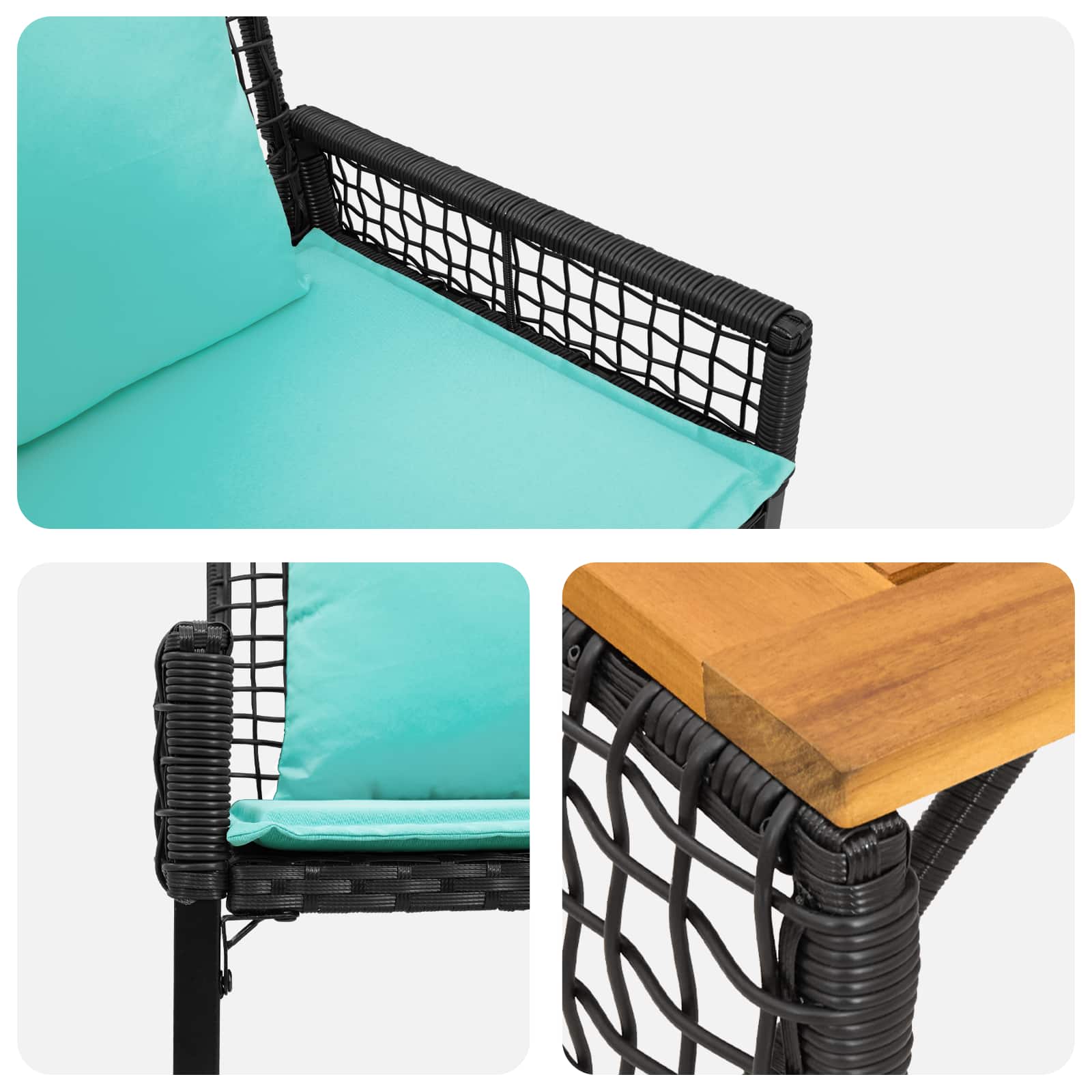 Ensemble de meubles d'extérieur 4 pcs Noir et turquoise - XIOS