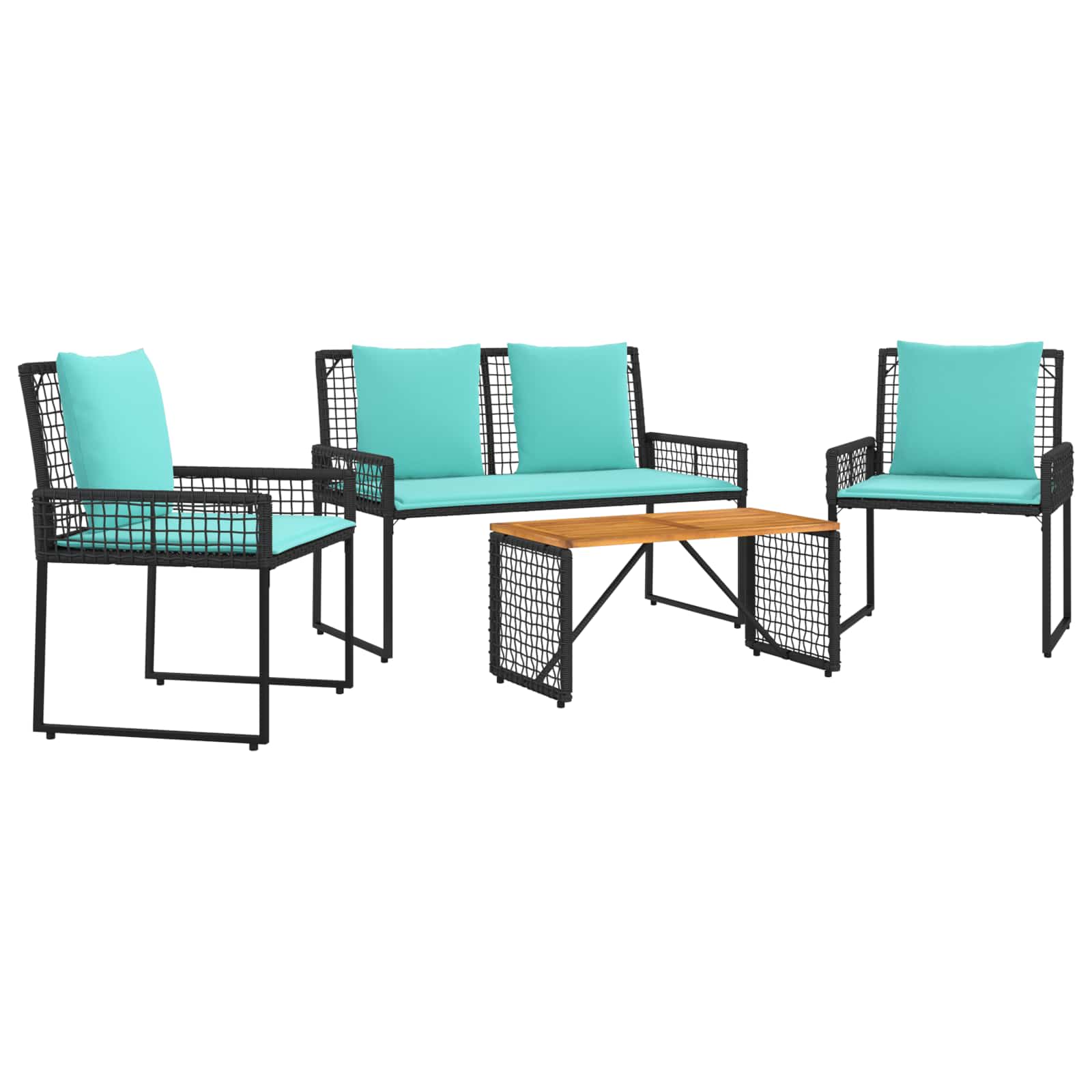 Ensemble de meubles d'extérieur 4 pcs Noir et turquoise - XIOS
