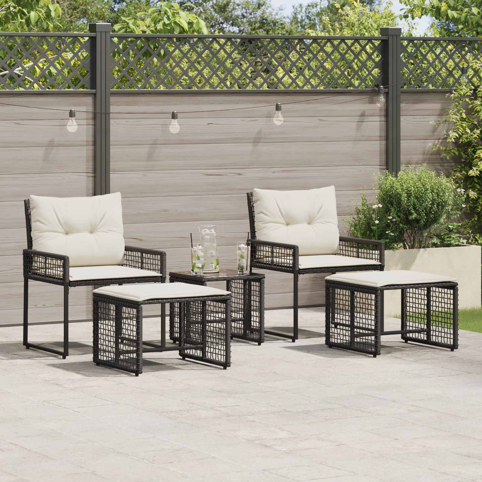 Ensemble de meubles d'extérieur 5 pcs Noir et Blanc - XIOS