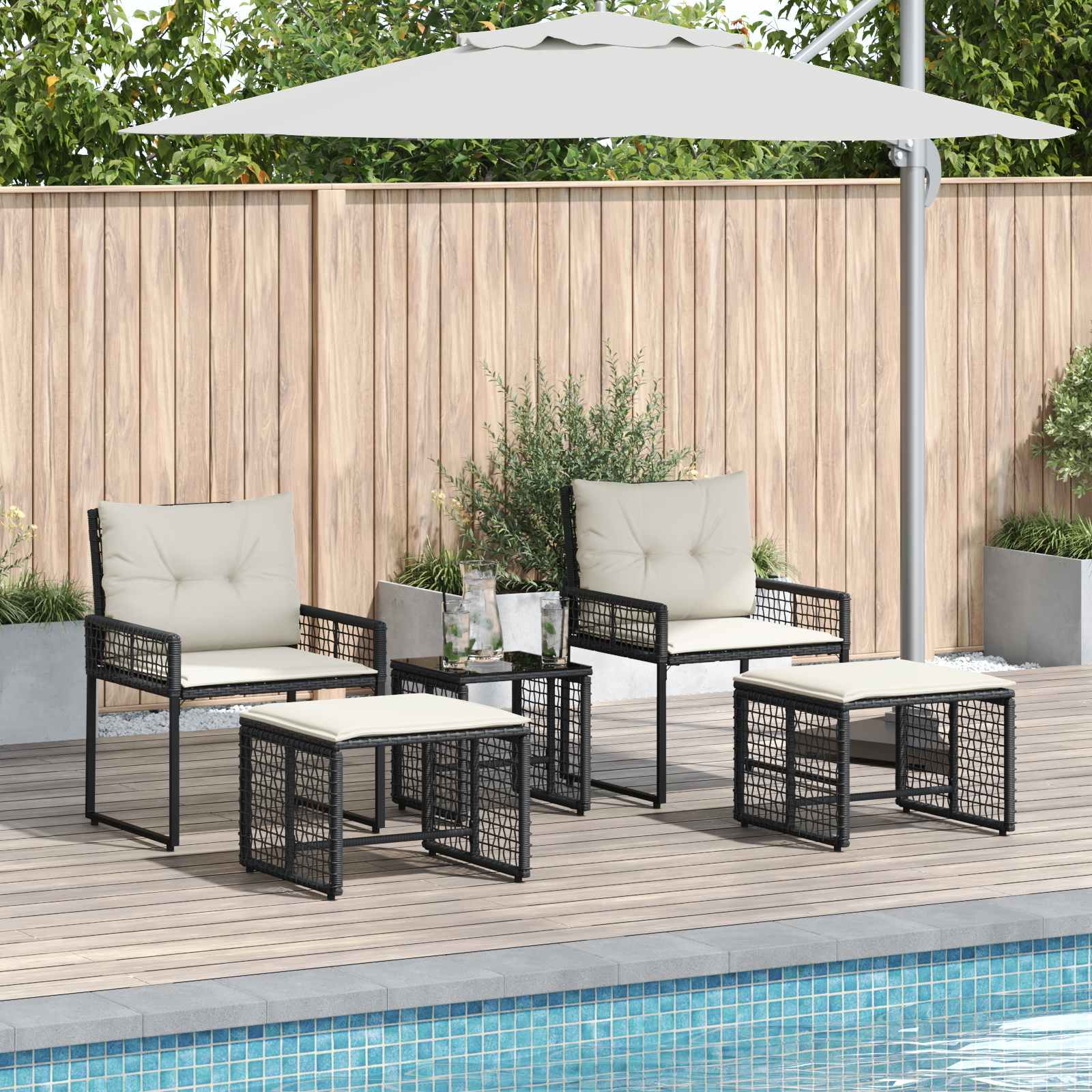 Ensemble de meubles d'extérieur 5 pcs Noir et Blanc - XIOS