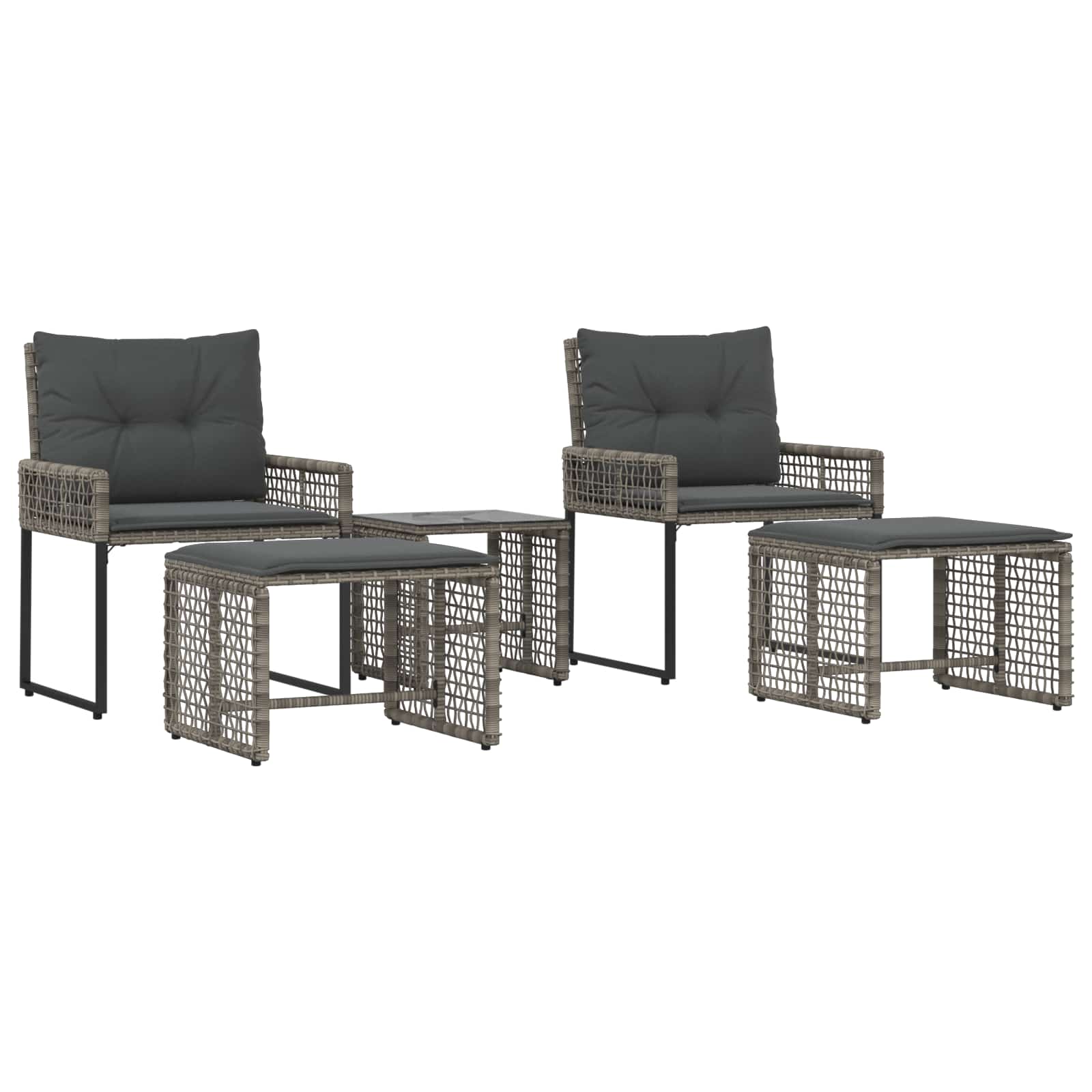 Ensemble de meubles d'extérieur avec coussin 5 pcs Gris - XIOS